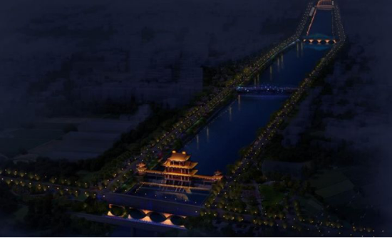 长安河鸟瞰图夜景