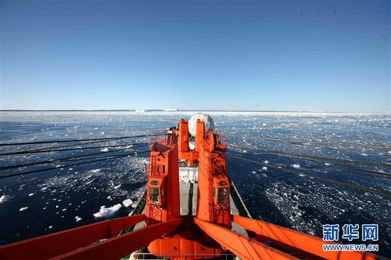 2月15日，“雪龙”号途经南极西冰架