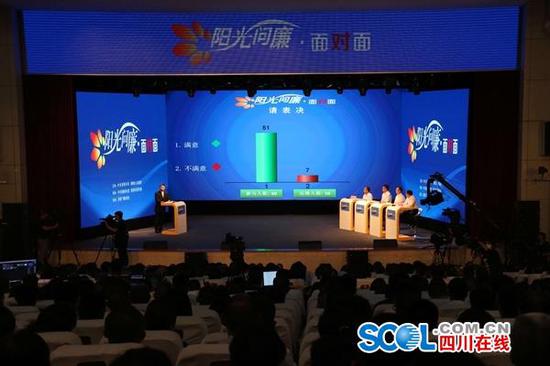 图为资阳市“阳光问廉·面对面”走进安岳进行全媒体直播现场