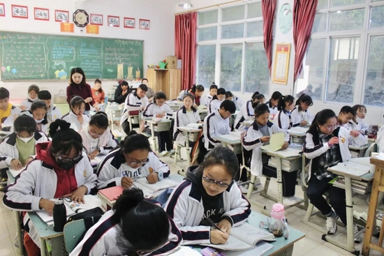 成都高新实验中学党海燕老师为孩子们上化学课