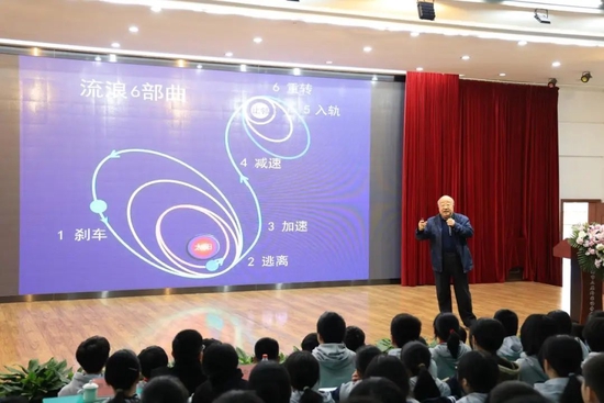 3月24日，“科学，你好！”科学家进校园活动走进三原外国语学校，79岁的中国科学院地质与地球物理研究所研究员，科学院研究生院教授徐文耀为三原学子带来了一场精彩的科普知识讲座《从“流浪地球”说起》。