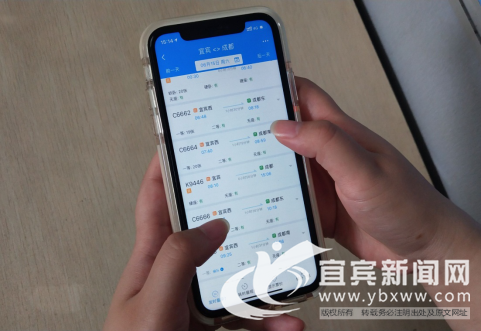 市民正在通过12306平台购买车票。(宜宾新闻网 潘一豪 摄)