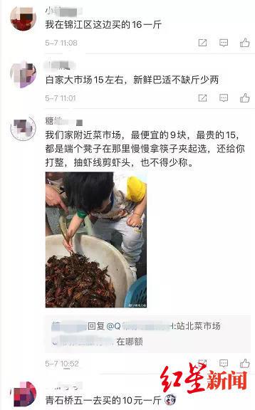 　↑网友讨论今年小龙虾价格便宜