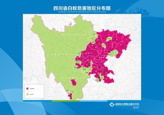 　四川省白蚁危害地区分布图。