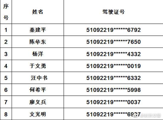 终生禁驾人员名单