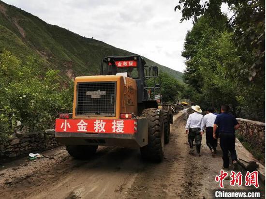 泥石流災害搶險現場。小金縣委宣傳部拱圖