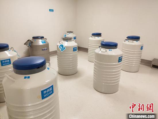 圖為精液標本冷凍保存罐。 王鵬 攝