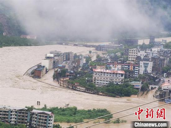 受暴雨袭击的北川老县城地震遗址。　付勇　摄