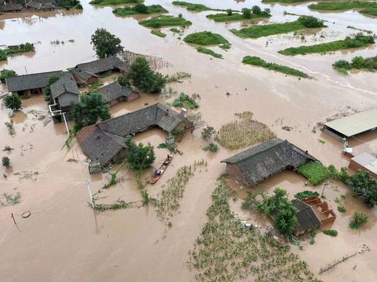 受暴雨洪災影響,犍為縣不少地方被洪水淹沒