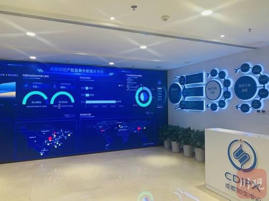 成都知识产权交易中心现场的监测分析展示平台 四川在线资料图(成都市知识产权交易中心供图)