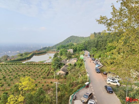 ▲周一下午上山道路旁停放的汽车