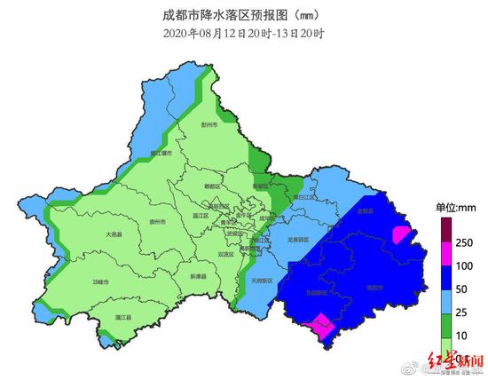 成都市降水落区预报图