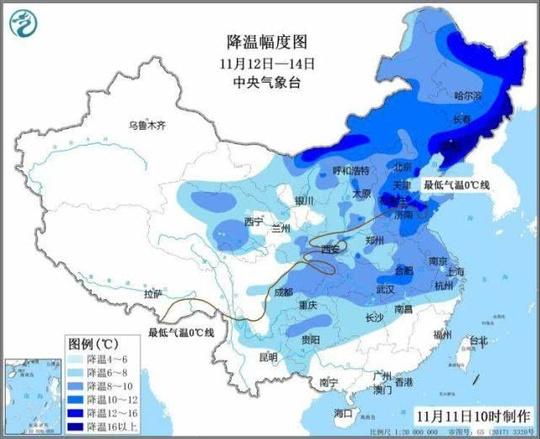 十月以来最强冷空气来袭 川西高原北部有中到大雪