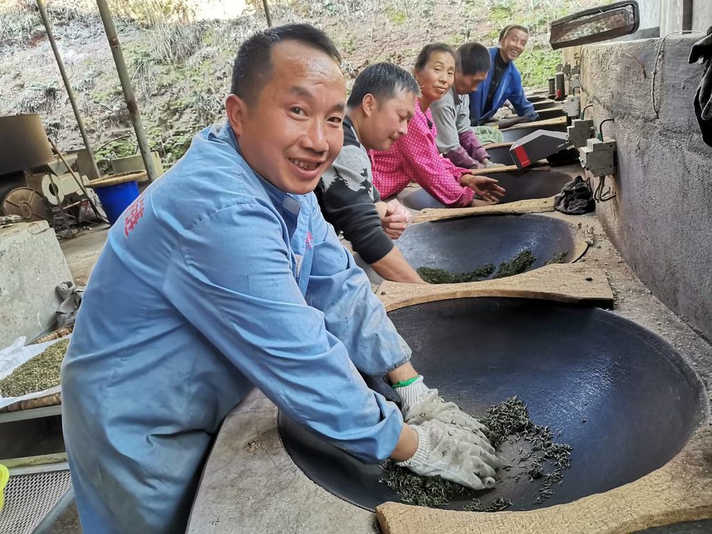 西庙山农业开发有限公司，制茶师傅正在忙碌（刘佳 摄）