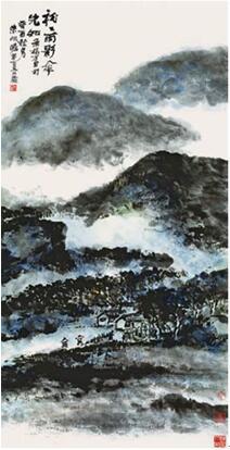 [朱屺瞻《山雨》59cm×115.4cm 1993 朱屺瞻艺术馆藏]