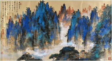 [刘海粟 泼彩黄山]
