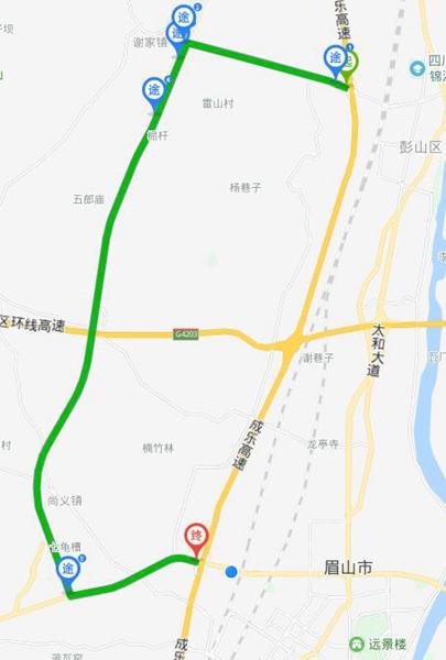 彭山至眉山绕行线路图