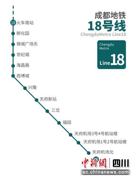 地铁18号线线路示意图。