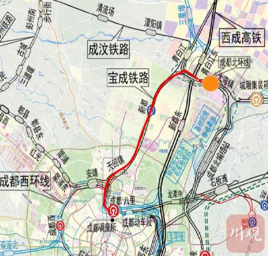 　青白江区至成都火车北站段的宝成铁路公交化改造规划线路 图据青白江区交通运输局认证公众号“青白江交通运输”