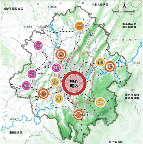 重庆都市圈规划图。