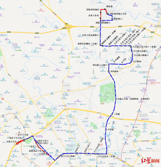 　K17线线路走向及站点示意图