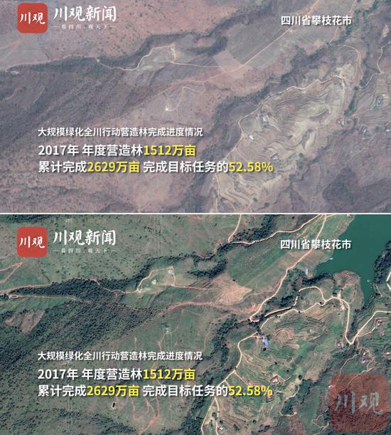 四川省攀枝花市植树造林前后对比图