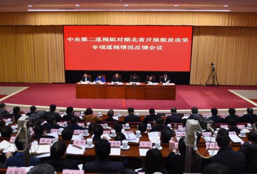 中央第二巡视组向湖北省委反馈巡视情况。 图片来源:中央纪委国家监委网站