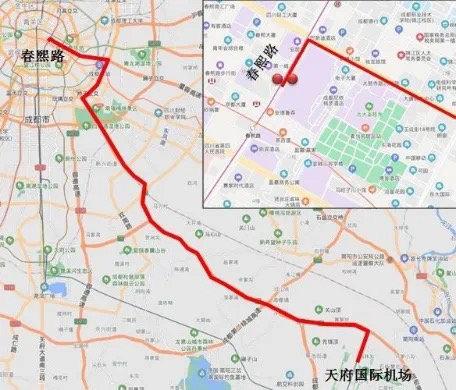 天府机场专线1号线路线图