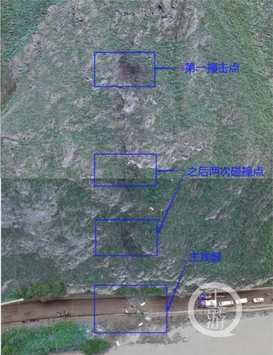 ▲直升機撞山及跌落位置示意圖。圖片來源/事故調查報告