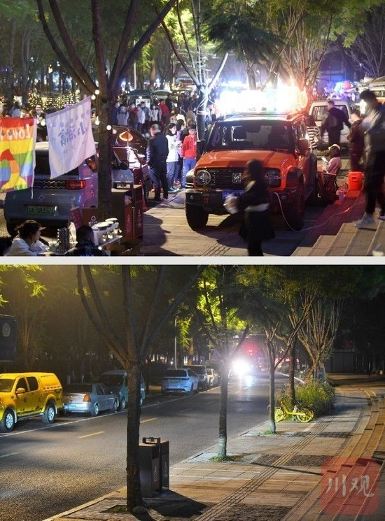 整治前后的三色路國華街對比圖。