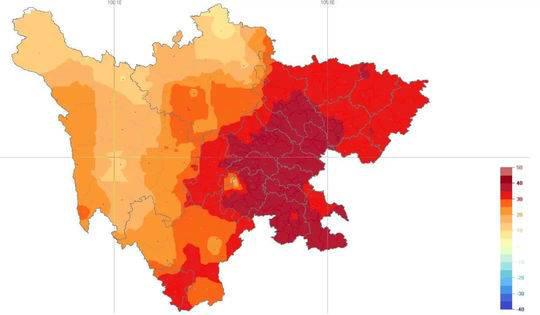 18日16时，四川65个站点气温在35℃以上