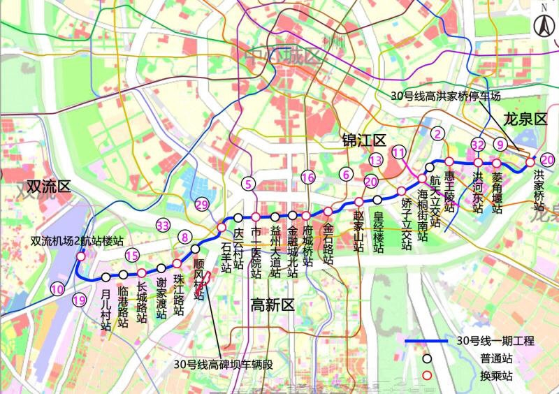 成都地铁30号线站点图,成都地铁30号线规划图 刚刚!成都地铁8号线二期,27号一期,30号线一期三线开建!