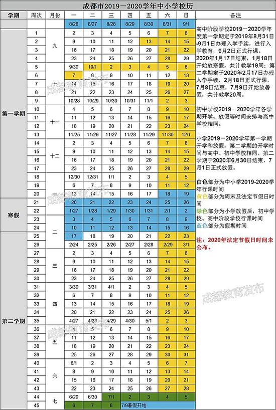 高中阶段学校学年时间安排