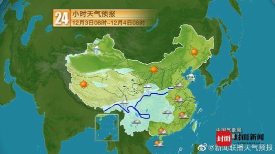 全國降水量預報圖(12月3日08時-4日08時)