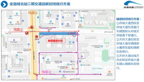 府城大道（天府大道至名都路）南侧辅道 交通变化示意图