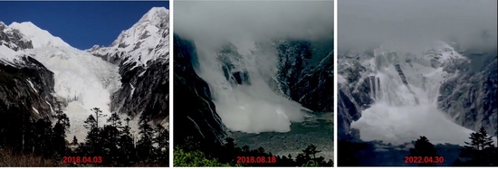 近期海螺沟冰川冰瀑布发生的几次较大规模冰崩 刘巧供图