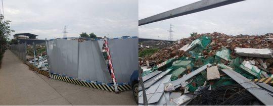 成都市金牛区沙河源街道货运大道“陆家水果批发市场”一墙之隔的场地 治理前