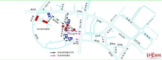 ▲通济桥及周边道路交通组织调整示意图