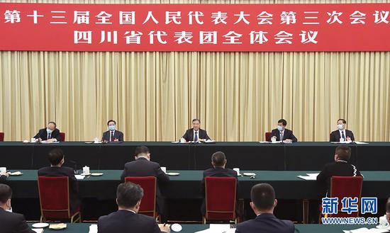 5月22日,中共中央政治局常委、全国政协主席汪洋参加十三届全国人大三次会议四川代表团的审议。 新华社记者 姚大伟 摄