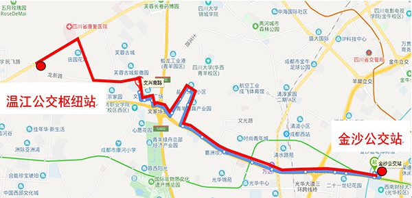快速公交K5线线路示意图。（温江区委宣传部供图）