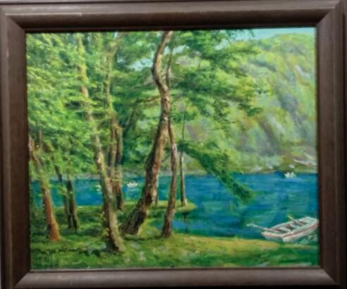 《松林湖畔》 布面油画 王大同(已故四川美术学院教授)