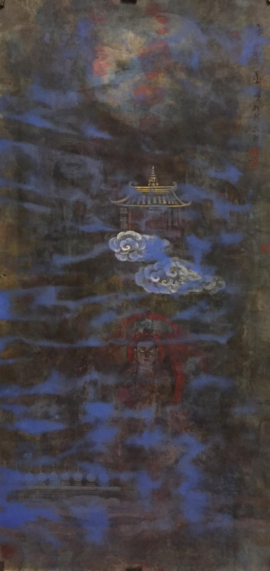 (莫高系列。罄 136x68 纸本重彩。)