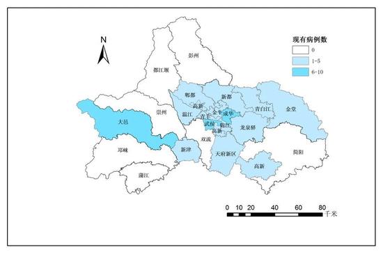 成都市新冠肺炎現有確診病例疫情地圖 (截至2月25日24時)