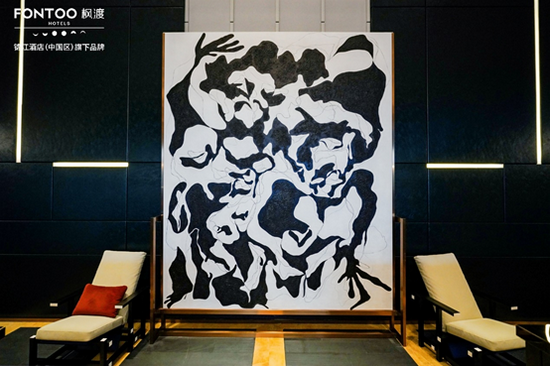 德阳广汉枫渡酒店大堂艺术装饰品-黑白雒马艺术画