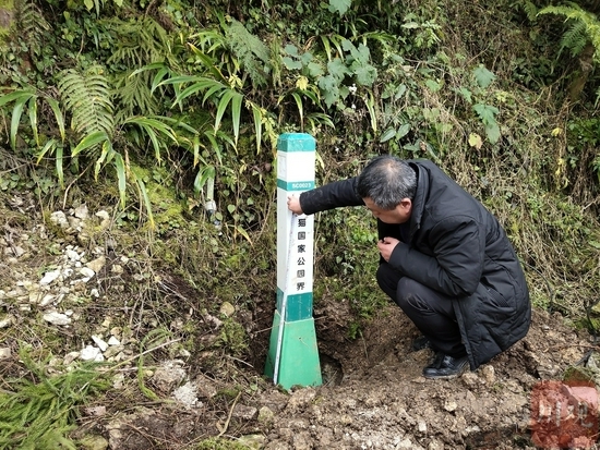 大熊猫国家公园眉山片区瓦屋山区域埋设界桩