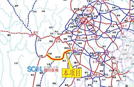 峨汉高速走向示意图