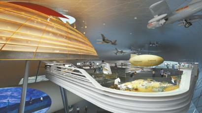 成都航空科技文化博览中心内部规划效果图。