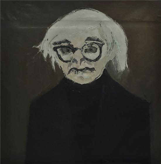 《戴着假发的安迪》 郭文昊 120x120cm 木板丙烯 2009
