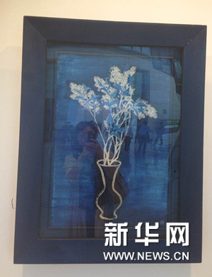 常玉《蓝色背景的盆花》 布面油画 1956年