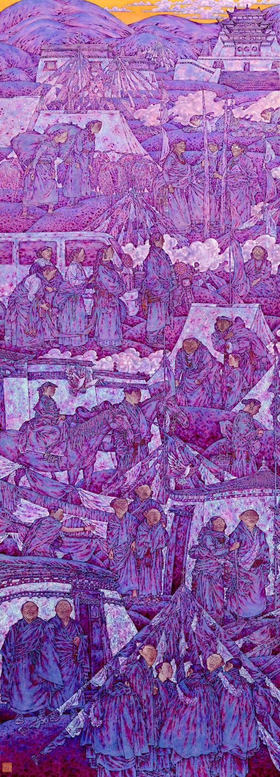 陈孟昕《雪域祥云》90cm×250cm